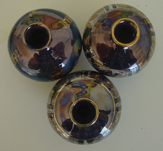 NZ Craft Pottery Cogswell Set of 3 Lustre Vases Carousel 5