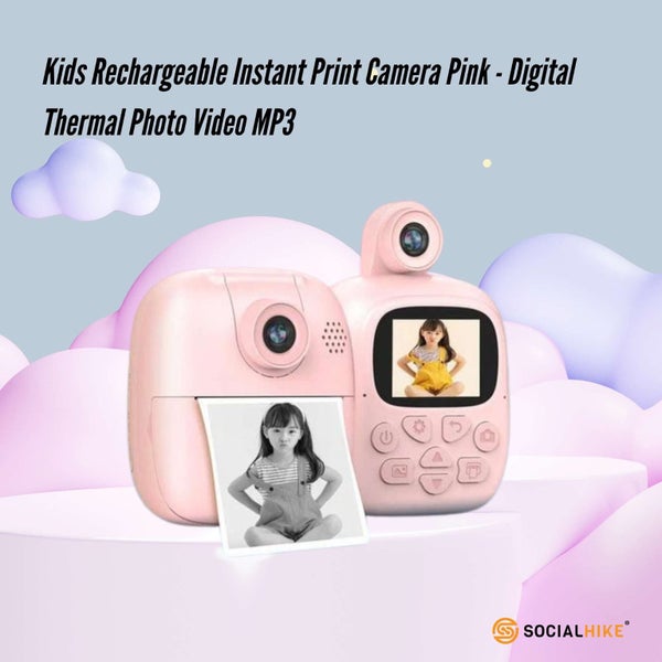Kids Rechargeable Instant Print Camera Pink - Digital Thermal Photo Video MP3 Carousel 2