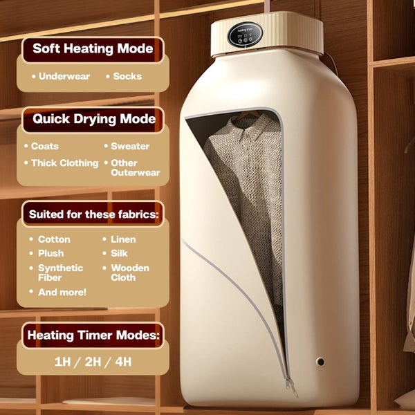 Dryer Portable Remote Control Electric Clothes Dryer with Dual Speed (Black) Carousel 2