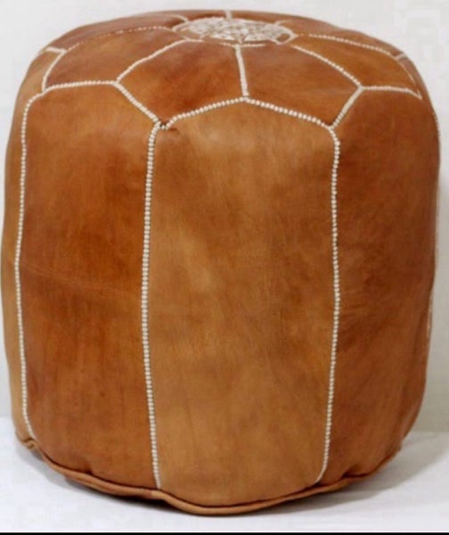 Tall Moroccan Leather TABOURET Pouf Carousel 1