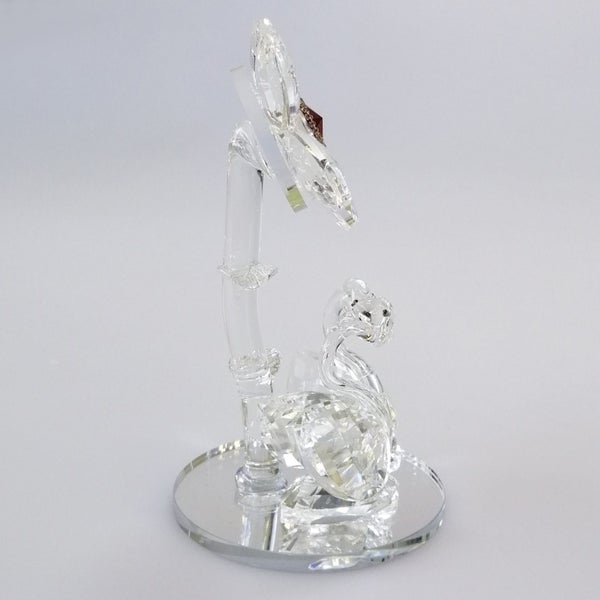 Cut Glass Flower with Swans on Mirror Base63002787982211114