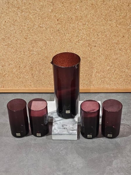 Midcentury Eisch of Germany. Glass Set Carafe & Jars Minimalist Purple. Carousel 1