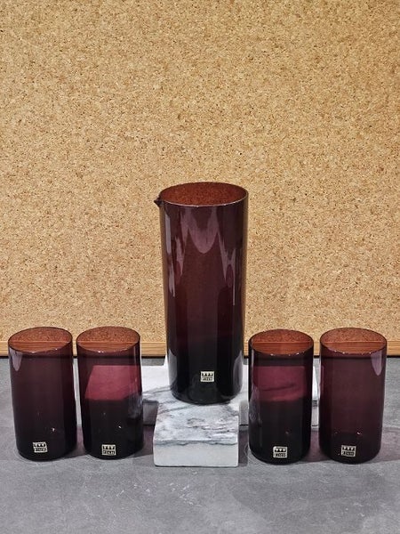 Midcentury Eisch of Germany. Glass Set Carafe & Jars Minimalist Purple. Carousel 2