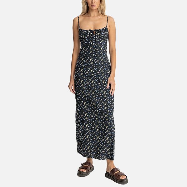 Rhythm Fleur Floral Gathered Maxi Dress - Black Carousel 2
