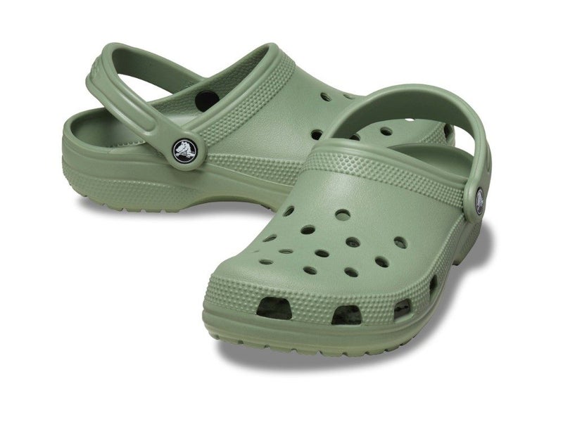 Crocs Junior sizing. J1 to J6 in moss, bone, blue, pink or lavender Carousel 1