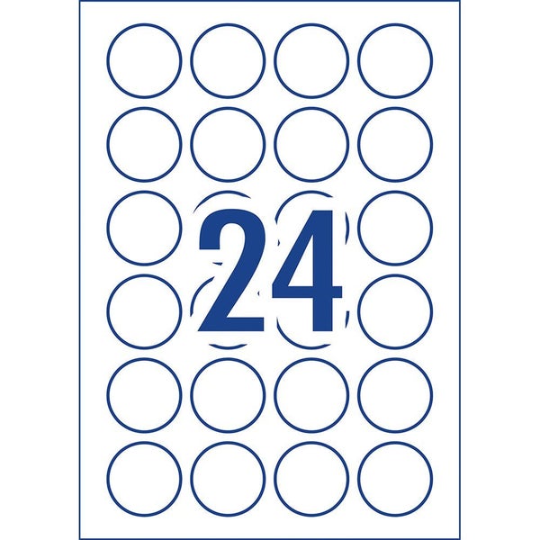 Avery L7129 Matt 40mm Round Labels x 24's x 8 Sheets Carousel 3