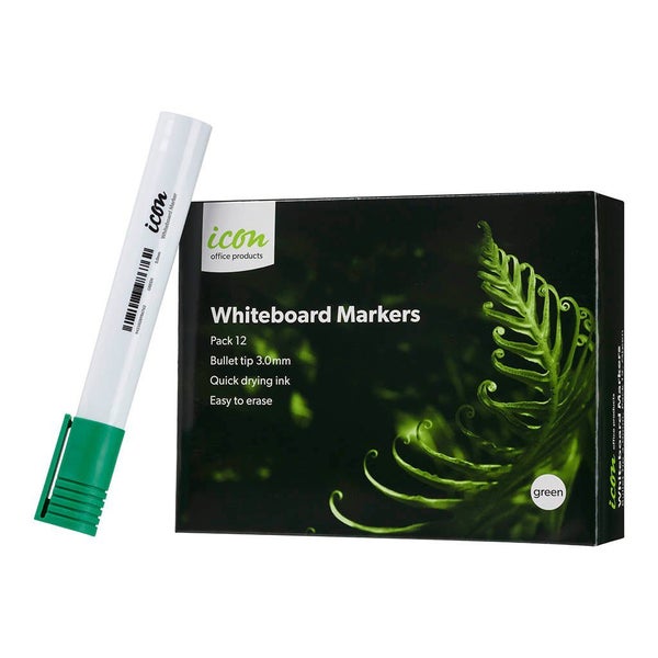 Icon Bullet Tip Whiteboard Marker Green x 12's pack Carousel 2