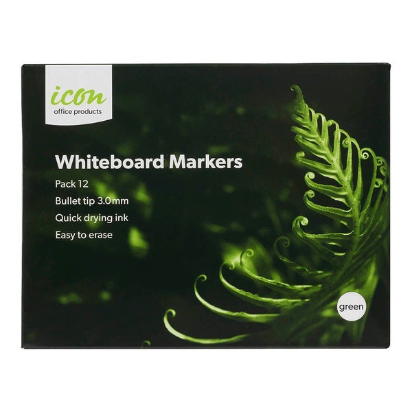 Icon Bullet Tip Whiteboard Marker Green x 12's pack Carousel 3