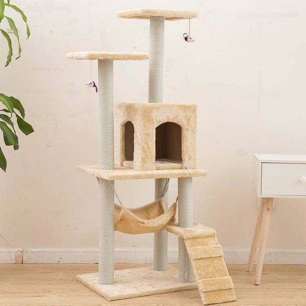 125CM Cat Tree House Scratching Post Condo - BEIGE Carousel 1