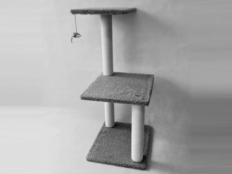 84CM 2 Levels Cat Tree Scratching Post with Mouse Grey Carousel 1