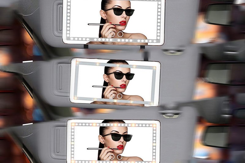 Car Makeup Mirror With Led Lights Car Visor Vanity Mirror Touch Screen-White Carousel 3