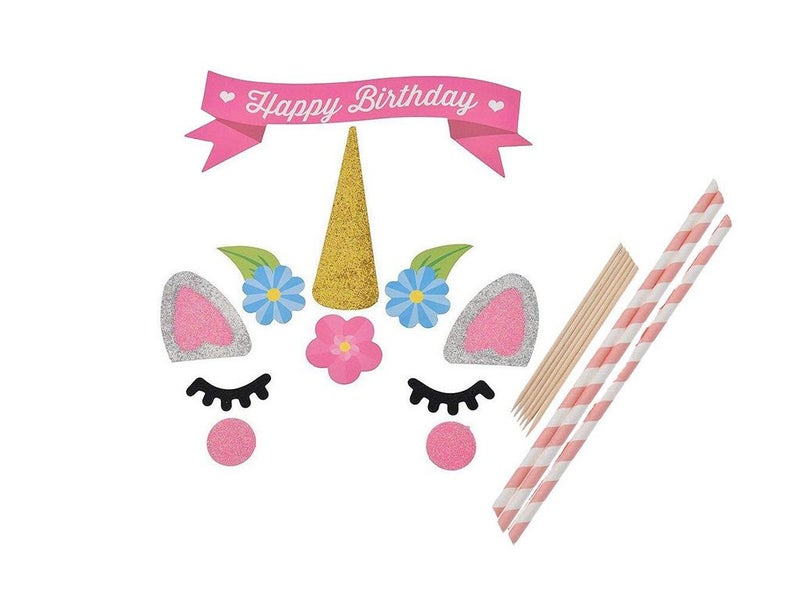Unicorn Birthday Cake Topper Set Carousel 2