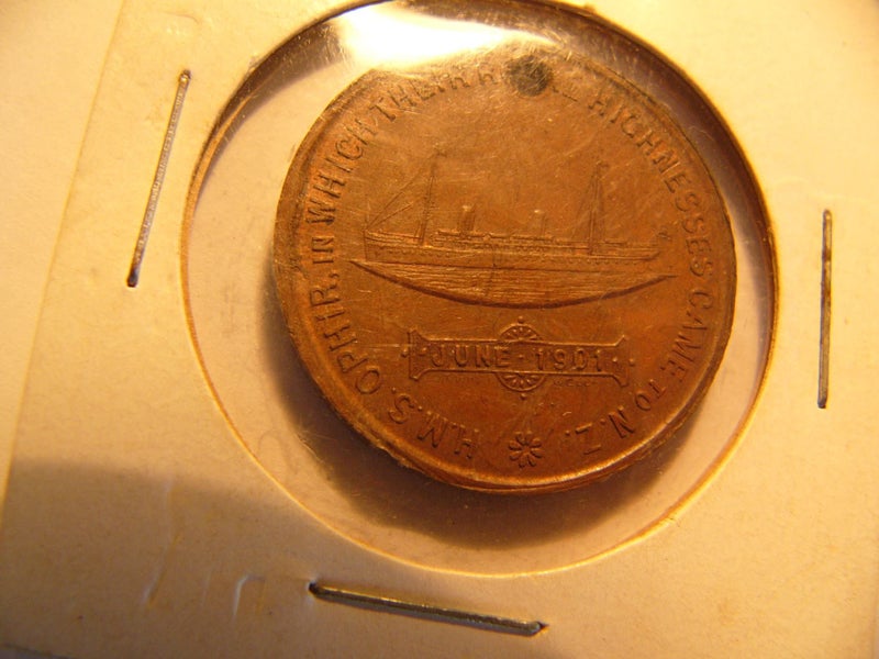 1901 medallion for NZ royal visit on HMS Ophir Carousel 1