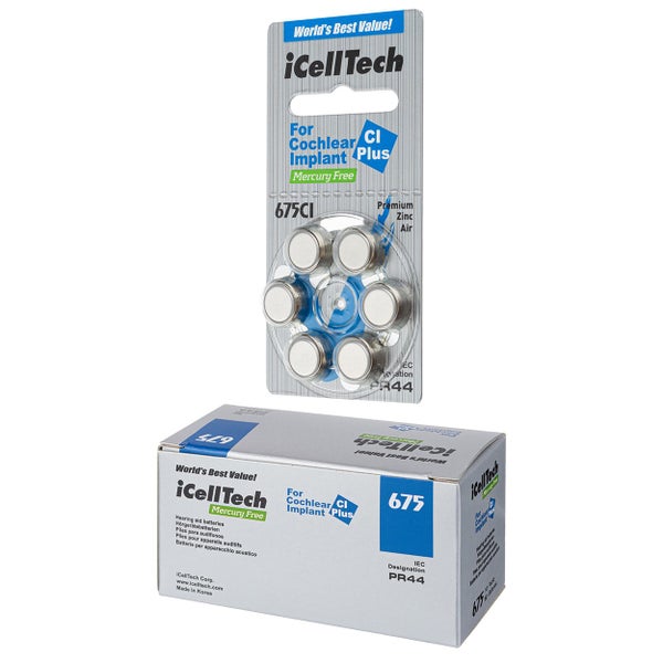 iCellTech 675 CI Plus Cochlear Implant Batteries x 60 Carousel 1