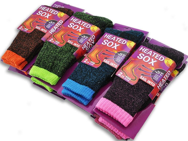(12 Pairs) Women's HEATED Crew Socks, Size 6-10, Random Carousel 1