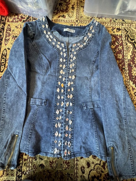 DENIM JACKET BLINGED OUT SIZES S & M see below Carousel 2