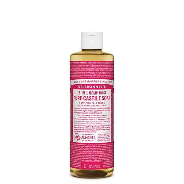 Dr. Bronner's Pure-Castile Soap Liquid (Hemp 18-in-1) Rose 473ml Carousel 1