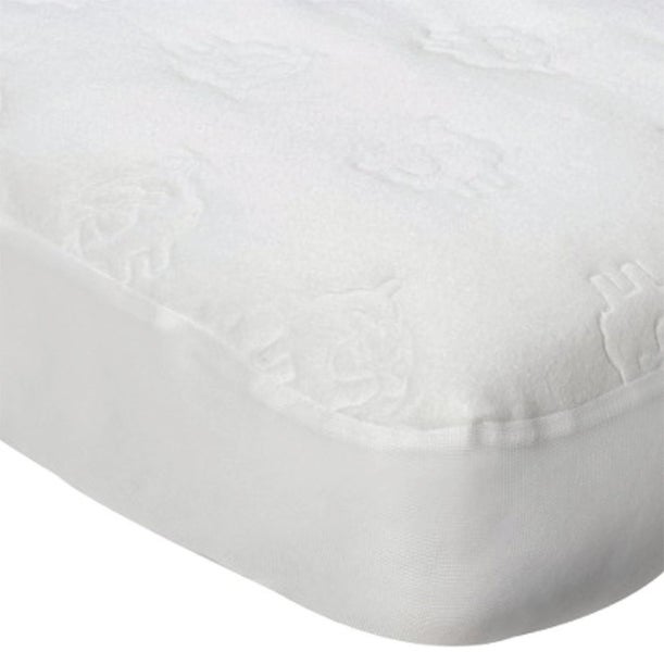Playette Travel Embossed Sheep Bed Mattress Protector Water Resistant White Carousel 2