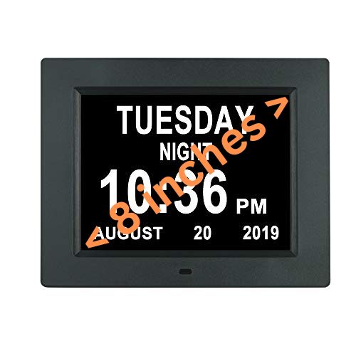 8" Digital Calendar Day Clock - for Dementia and Alzheimer’s Patients (Black) Carousel 1