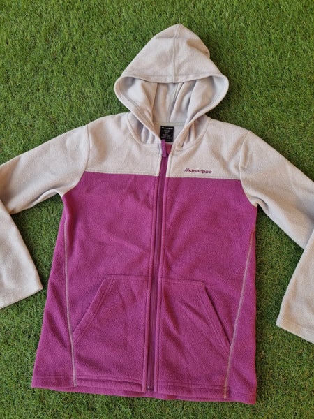MACPAC Grey Purple Fleece Zip Up Hoodie Jacket Girls 10 Years - Great Condition Carousel 2