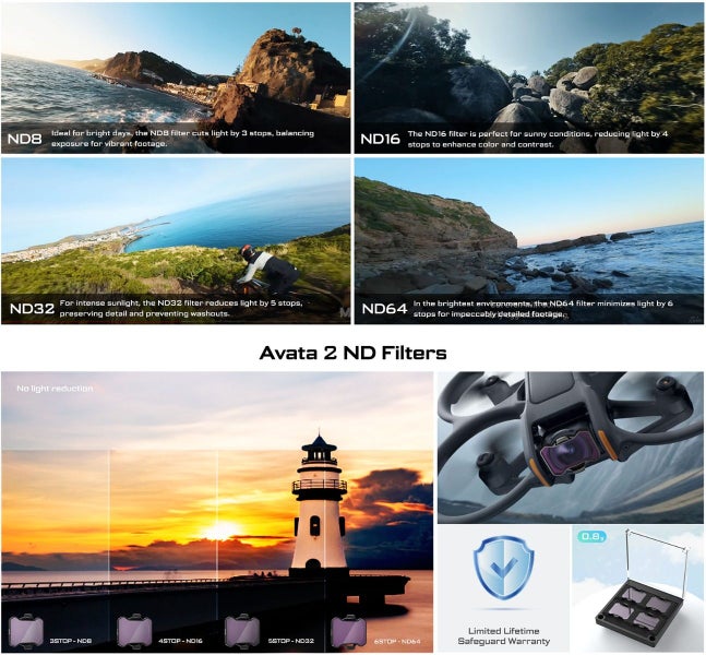 Freewell 4-pack ND Filter Set for DJI Avata 2 (ND8 16 32 64) Carousel 6
