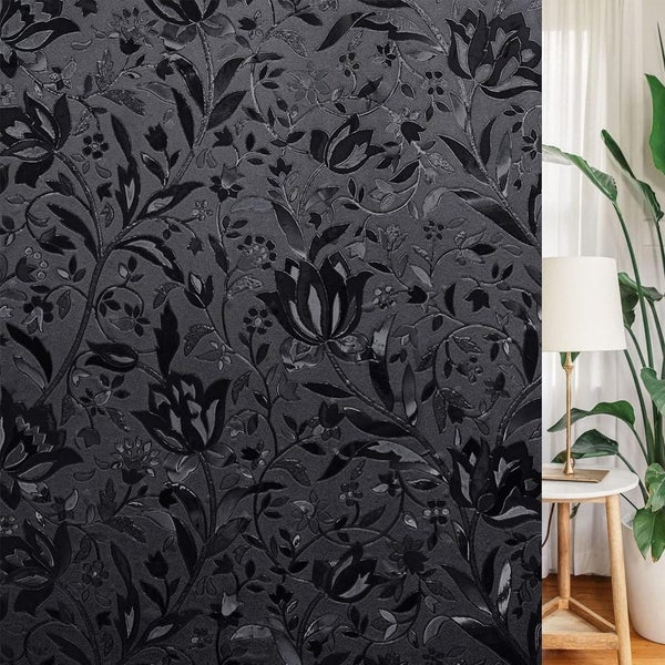 Total Blackout Window Film Static Cling Two Way Window Privacy Film-Tulips Carousel 1