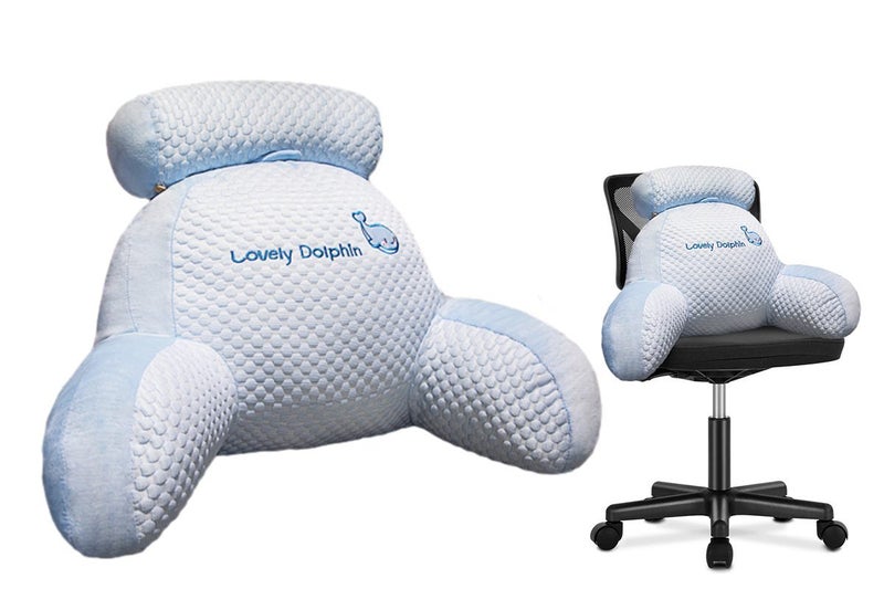 Bed Backrest Reading Pillow Neck Lumbar Support Pillow Cushion With Arms-Dolphin Carousel 1