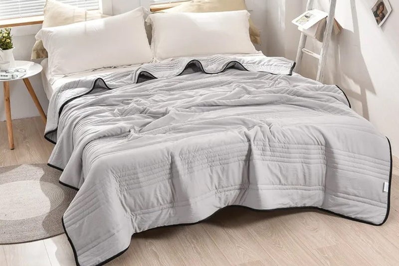 Cooling Quilt Air Condition Lightweight Blanket for Summer Hot Sleeper-Grey Carousel 1
