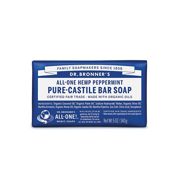 Dr. Bronner's Pure-Castile Bar Soap (Hemp All-One) Peppermint 140g Carousel 1