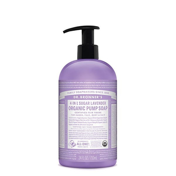 Dr. Bronner's Organic Pump Soap (Sugar 4-in-1) Lavender 710ml Carousel 1