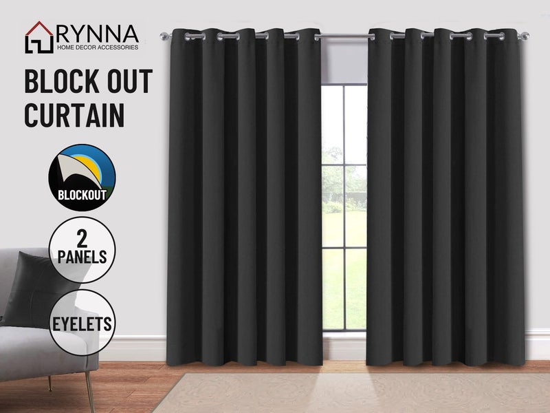 New curtains Blockout readymade Black 243CM Drop Carousel 1