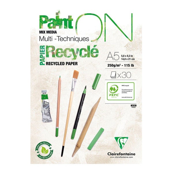 PaintON Recycled Paper Pad White A5 30 sheets Carousel 1