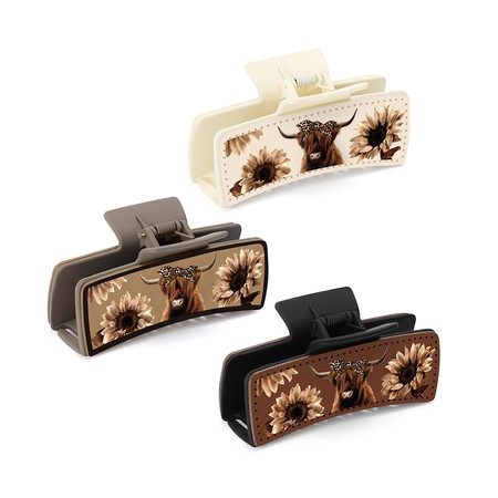 3Pcs Highland Cattle Hair Claw Clips Carousel 10