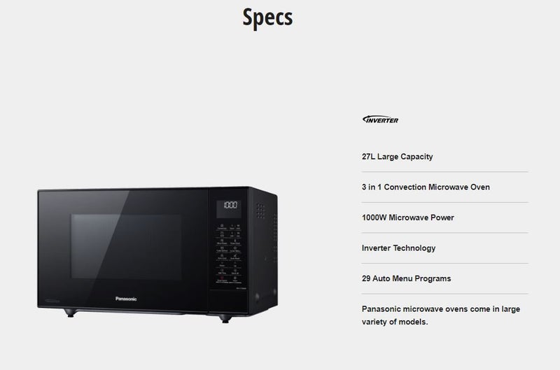 Panasonic 27L Inverter Convection Microwave Oven NN-CT56MBQPQ Carousel 13