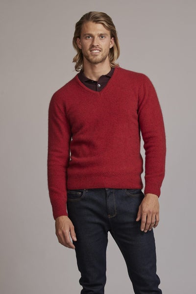 Possum Merino Rack Stitch V-Neck Jersey Carousel 1