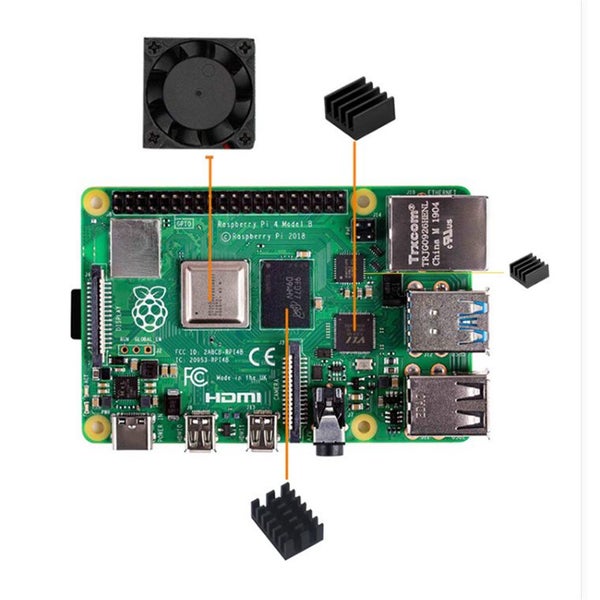 Raspberry Pi Case Black Aluminium Case with Mount, Heatsinks and Cooling Fan for Carousel 2