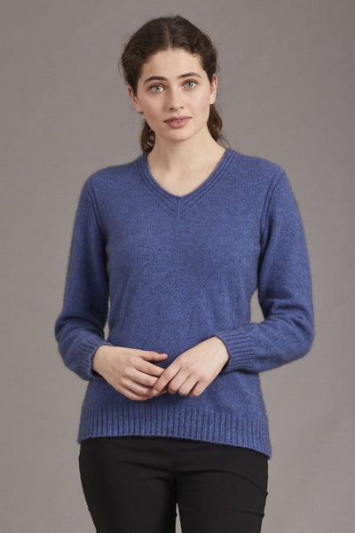 Possum Merino Rib Detail V-Neck Jersey Carousel 1