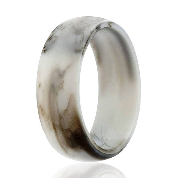 ROQ Silicone Wedding Ring - Marble White-Black by ROQ for Men - 9 mm Ring Carousel 1