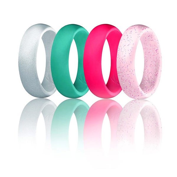 ROQ Silicone Wedding Ring - Dome Style Set by ROQ for Women - 4 x 11 mm Pink,... Carousel 1