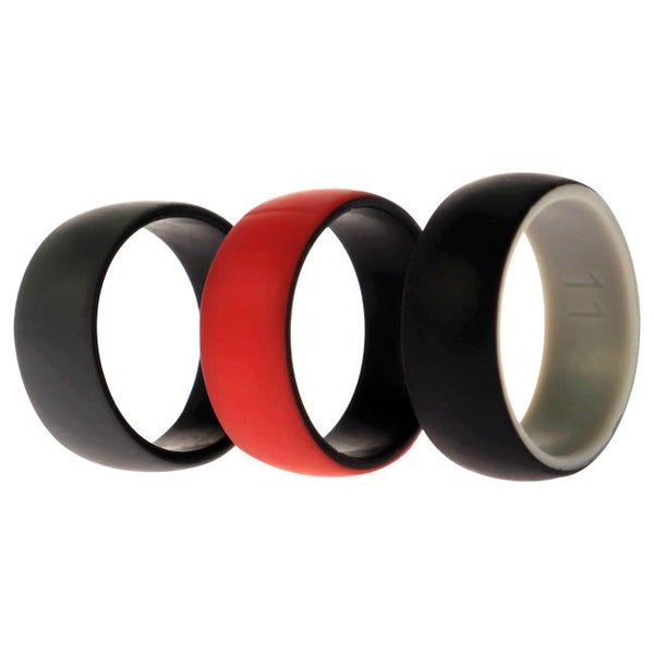 ROQ Silicone Wedding 2Layer Dome Ring Set - Black-Red by ROQ for Men - 3 x 11... Carousel 1