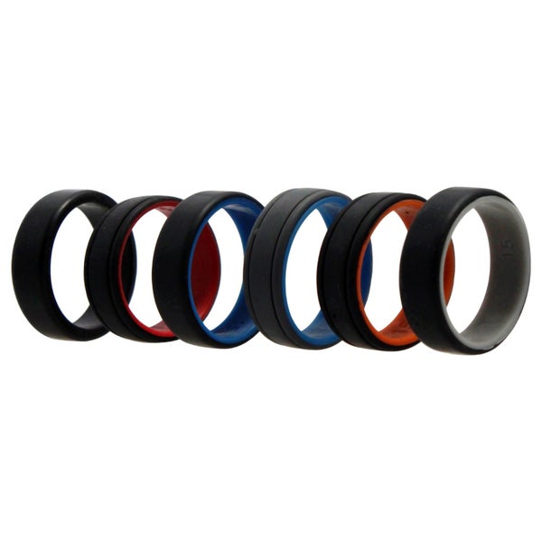 ROQ Silicone Wedding 2Layer Lines Ring Set - MultiColor by ROQ for Men - 6 x ... Carousel 1