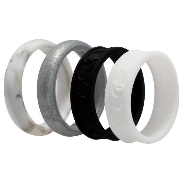 ROQ Silicone Wedding Flower Ring Set - Black-White by ROQ for Women - 4 x 11 ... Carousel 1
