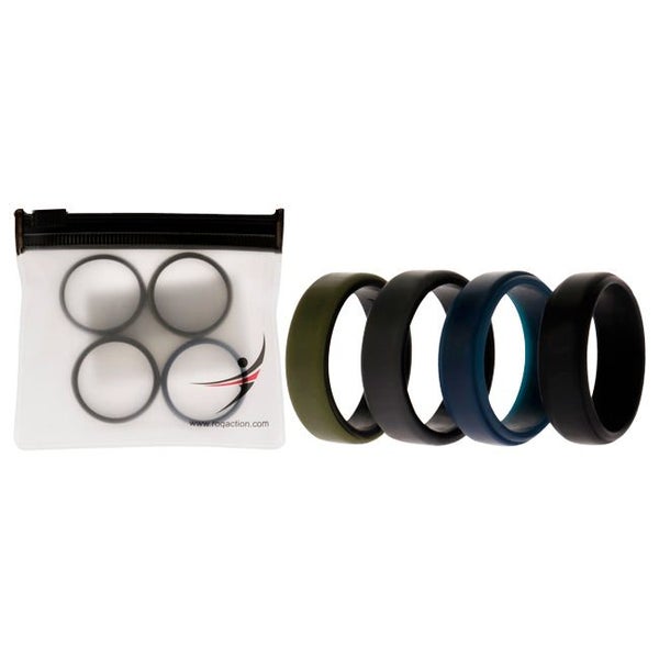 ROQ Silicone Wedding 2Layer Beveled 8mm Ring Set - Green by ROQ for Men - 4 x... Carousel 1