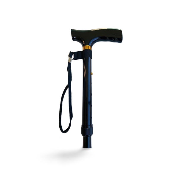 Folding T Handle Cane - Black Colour Lightweight Walking Stick Carousel 2
