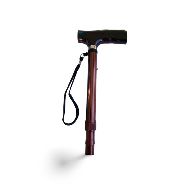 Folding T Handle Cane - Bronze Colour Lightweight Walking Stick Carousel 2