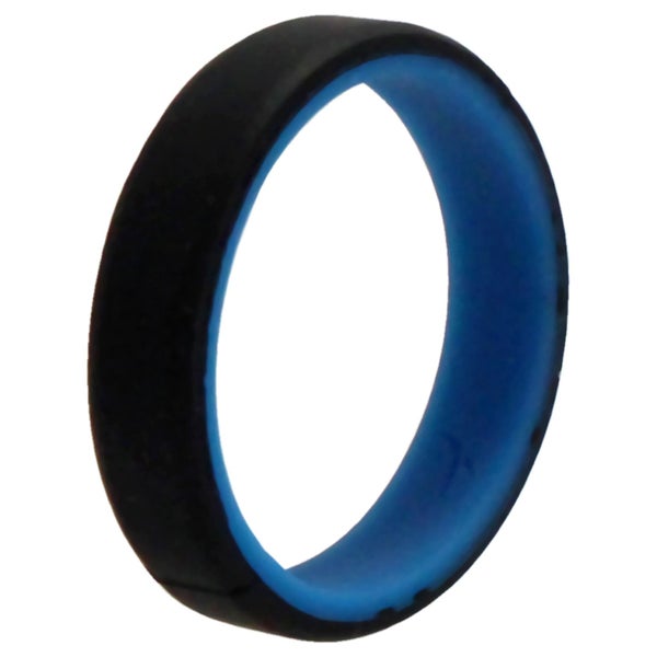 ROQ Silicone Wedding 6mm Brush 2Layer Ring - Blue-Black by ROQ for Men - 16 m... Carousel 1