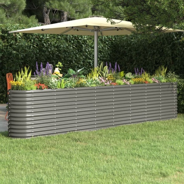 NZ LOCAL STOCK-Garden Planter Powder-coated Steel 332x40x68 Cm Grey Tonkbk Carousel 1