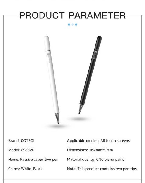 Passive Capacitive Stylus Pen Compatible with All Touch Screens Carousel 2