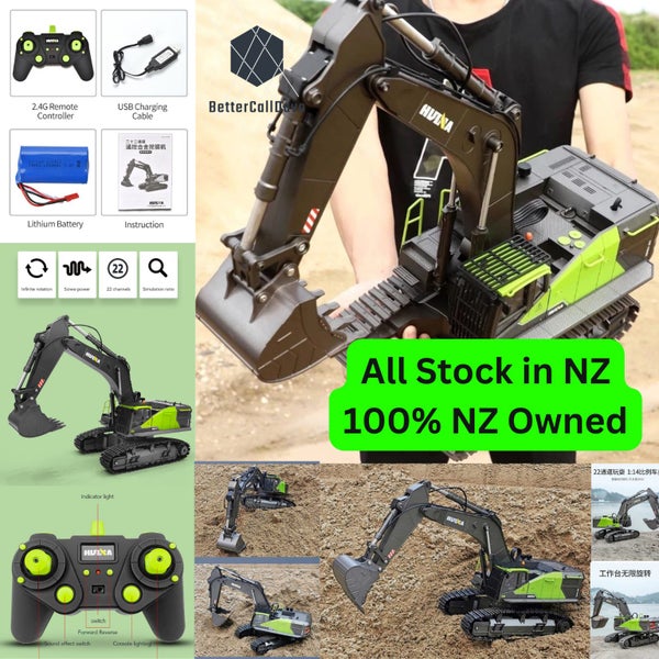 HUINA 1593 EXCAVATOR Remote Control RC White 1:14 Scale Digger (Hui Na) Carousel 1