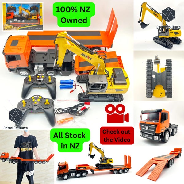 HUINA Truck Excavator Digger with FlatBed Truck RC 1319 1:24 (Hui Na) Carousel 1